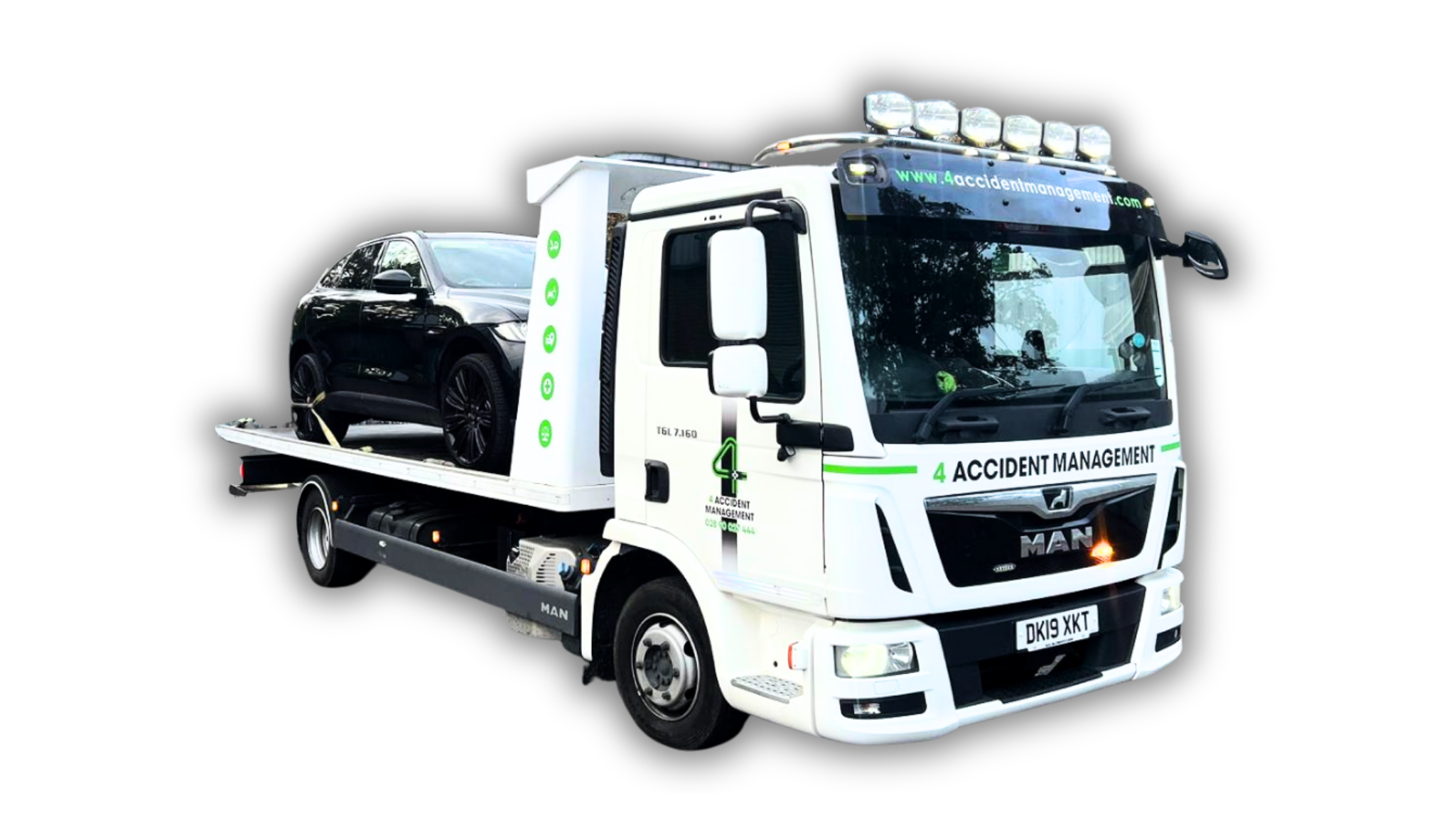 4 Accident Management recovery truck carrying a replacement vehicle